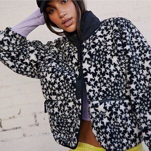 Free People Movement Hit The Slopes Fleece Jacket Starry Eyed Black Combo